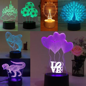 1PCS Fashion New 3D Illusion Lamp RGB LED Night Light Acrylic Panel